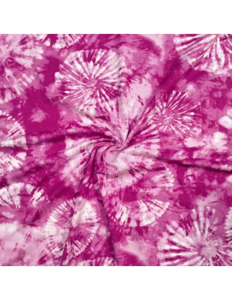 Zoom tissu Jersey viscose tie and dye rose flashy - Tissus Habillement au mètre Docks  Biarritz