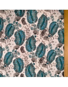 Tissu Crêpe de Viscose motif fonds marins poissons bleu- tissus habillement au mètre - couture robe jupe top pantalon 2