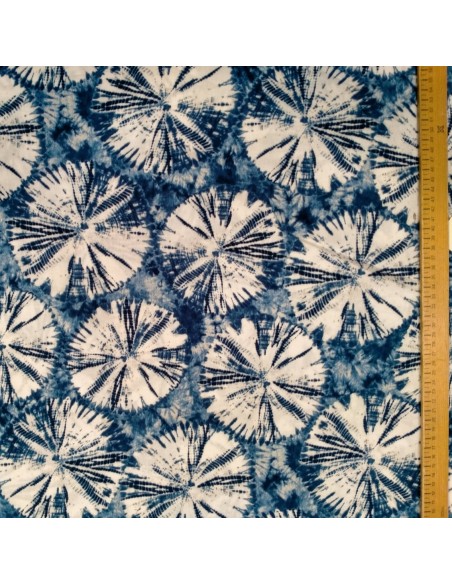 Zoom Tissu Crêpe de Viscose tie and dye bleu - tissus habillement au mètre - couture robe jupe top pantalon