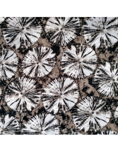 Tissu Crêpe de Viscose tie and dye noir taupe - tissus habillement au mètre - couture robe jupe top pantalon