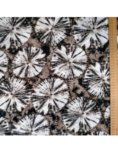 Tissu Crêpe de Viscose tie and dye noir taupe - tissus habillement au mètre - couture robe jupe top pantalon 2