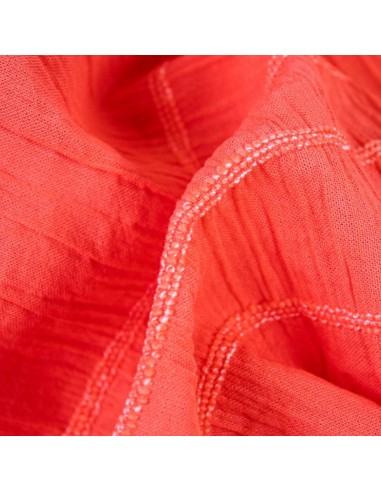 Zoom Tissu voile coton rayures horizontales corail - tissus habillement au mètre - vetement couturiere sur mesure  Biarritz