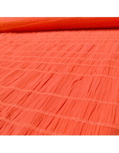 Tissu voile coton rayures horizontales corail - tissus habillement au mètre - vetement couturiere sur mesure  Biarritz