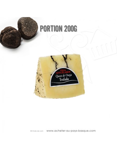 Un Fromage de Brebis pasteurisé  truffe noire, Fromage de brebis affiné : Origine : Castilla la Mancha portion 200g