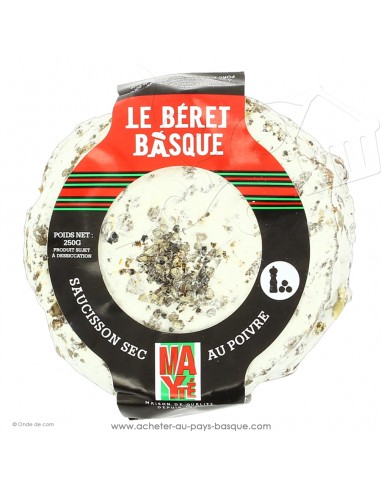 Saucisson Boneta Béret Basque au Poivre noir 250g - charcuterie basque achat vente en ligne