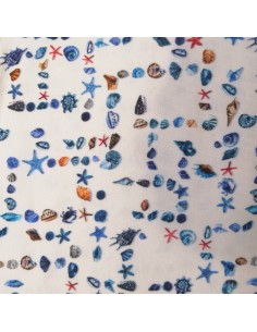 Jersey de coton Oeko-tex imprimé coquillage etoile de mer - Tissu habillement vente en ligne - vetement couturiere