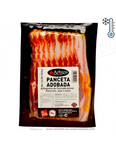 PANCETA ADOBADA : Ventrèche Espagnole de porc Marinée au paprika en tranche sous vide 150g - Qualité Prémium.