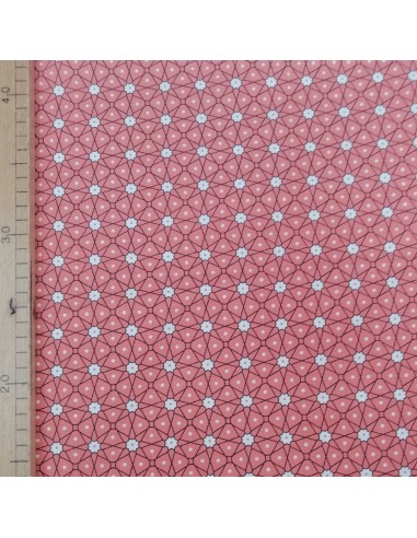 Zoom Tissu coton cretonne fond rose motifs géométriques - Tissus Ameublement habillement au mètre