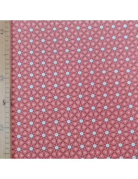Zoom Tissu coton cretonne fond rose motifs géométriques - Tissus Ameublement habillement au mètre