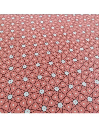 Zoom Tissu coton cretonne Persia céramique géométrie rose - Tissus Ameublement habillement au mètre