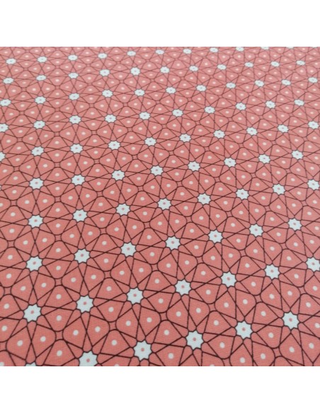 Zoom Tissu coton cretonne Persia céramique géométrie rose - Tissus Ameublement habillement au mètre