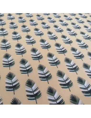 Zoom Tissu coton cretonne plume feuille jaune - Tissus Ameublement habillement au mètre