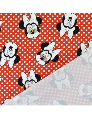 zoom Tissu enfant Jersey coton rouge pois blanc souris Minnie Disney - Tissus habillement au mètre vente en ligne Biarritz