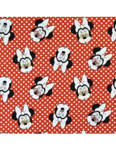 Tissu enfant Jersey coton rouge pois blanc Disney souris Minnie - Tissus habillement au mètre vente en ligne