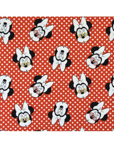 Tissu enfant Jersey coton rouge pois blanc Disney souris Minnie - Tissus habillement au mètre vente en ligne