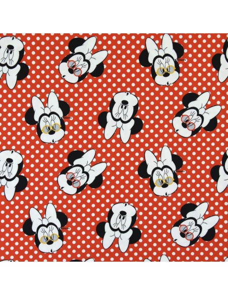 Tissu enfant Jersey coton rouge pois blanc Disney souris Minnie - Tissus habillement au mètre vente en ligne