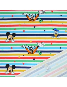 Tissu enfant Disney Jersey coton rayure Mickey Dingo Donald Pluto - Tissus habillement au mètre vente en ligne 2