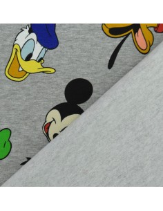 Sweat léger gratté Disney enfant gris clair chiné Mickey Pluto Donald Dingo - Tissus habillement au mètre vente en ligne 2