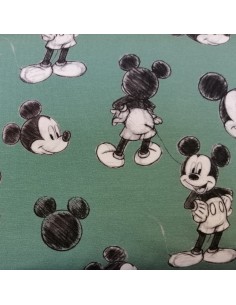 Tissu Disney enfant Jersey coton vert dessin souris Mickey - Tissus habillement au mètre vente en ligne - vetement couturiere