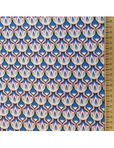 Tissu  Crêpe ogivale polyester bleu rose blanc - tissus habillement au mètre - vetement couturiere - Dock Biarritz 2