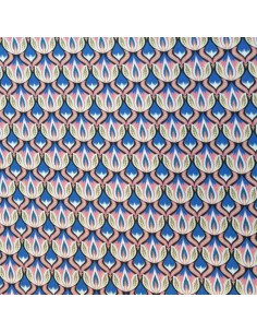 Tissu  Crêpe ogivale polyester bleu rose blanc - tissus habillement au mètre - vetement couturiere - Dock Biarritz