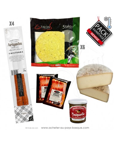 Pack avantage Taloak Sucré ou Salé ! Chistorra , xingar , Chorizo Fromage de Brebis . Ou encore en sucré avec un Talo Basquella.