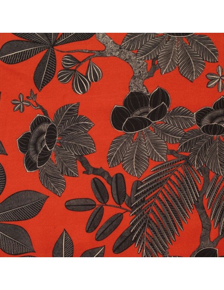 Tissu CORINTHE velours ras fond orange Thevenon - Tissus Ameublement au mètre coussins rideaux réfection siège fauteuil