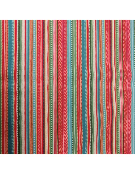 Tissu Quilting patchwork noel coton rayures pois multicolore et doré - Tissus habillement Ameublement - Docks Biarritz