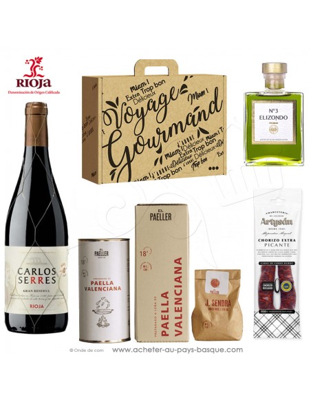 Coffret Cadeau : e Viva Espana,  Paella, vin, Chorizo, huile d'olive