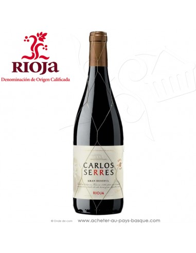 Vin rouge appellation d'origine contrôlé D.O.Ca RIOJA : Carlos Serres grande réserve - vin espagnol - produit epicerie espagnole