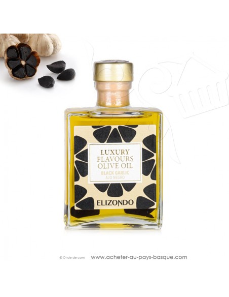 Huile d'olive espagnole picual extra vierge Elizondo premium flacon verre luxe 200ml ail noir