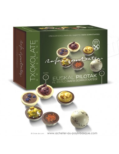 Pilotak Chocolats fourrés demi boule pelote basque - Rafa Gorrotxategi maitre chocolatier - vente en ligne confiserie Espagne