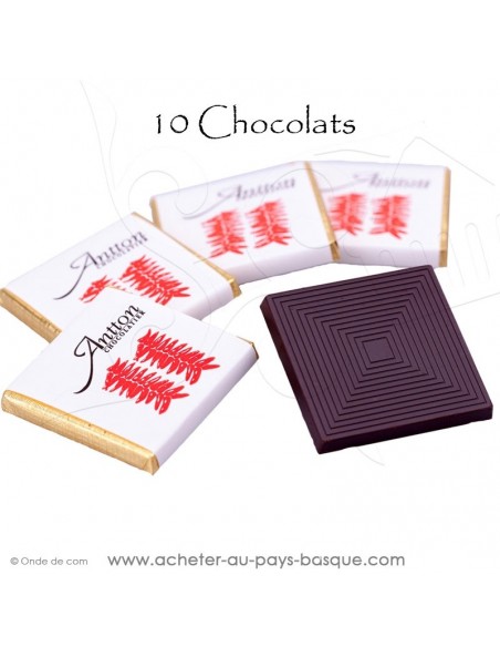 Acheter 10 Pousse-cafés au chocolat Noir et au piment d'Espelette chocolat basque généreux avec du caractère vente en ligne