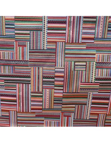Tissu jacquard ameublement style péruvien en patch grande laize 280cm - Tissus Ameublement au mètre - coussin rideaux réfection