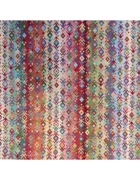 Tissu Jacquard lignes de motifs ethnique multicolore 280cm - Tissus ameublement au mètre - coussins rideaux sur mesure réfection