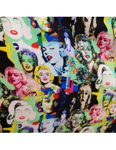 Tissu viscose imprimé portrait Maryline Monroe - Tissus habillement au mètre haute couture - vente en ligne mercerie Biarritz