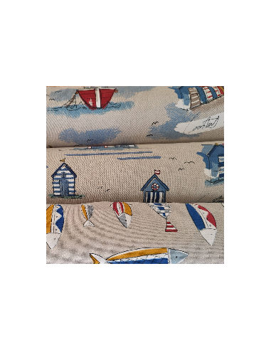 modeles Toile polycoton thème marin bateau de pêche plage