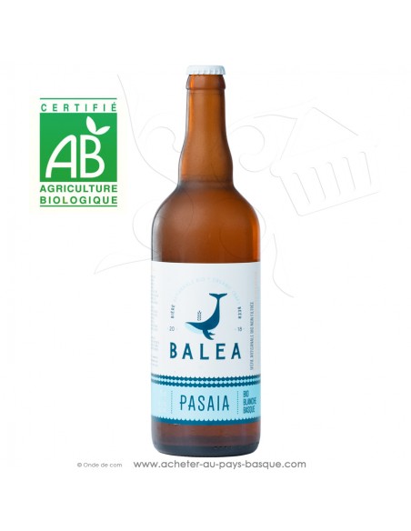 Toute une gamme de bières Basques artisanales Bio ici la Pasaia bière blanche 5 % 75cl - boisson issue agriculture biologique