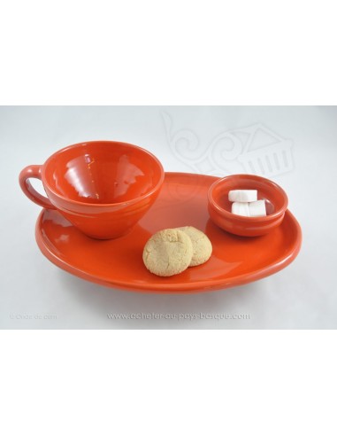 Service Complet orange Petit Déjeuner en céramique de Jean de la Terre - Ekibidea Cambo les Bains