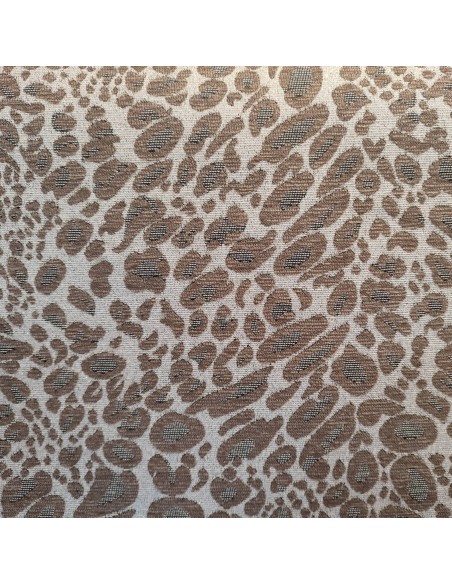 Tissu  jacquard Léopard motifs velours relief beige - Tissus ameublement au mètre - coussins rideaux sur mesure réfection siège