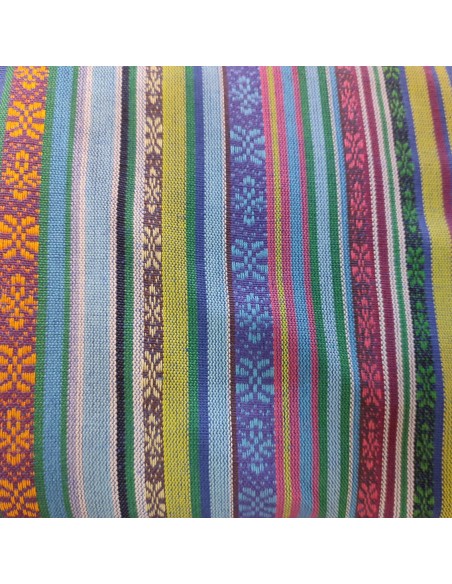 Zoom Tissu jacquard brocard mexicain bleu - tissus habillement au mètre vente en ligne - vetement couturiere