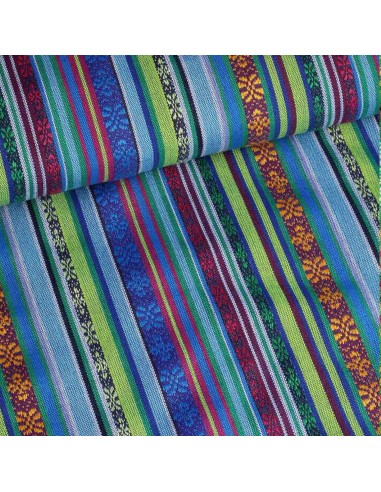 Tissu jacquard brocard mexicain bleu - tissus habillement au mètre vente en ligne - vetement couturiere
