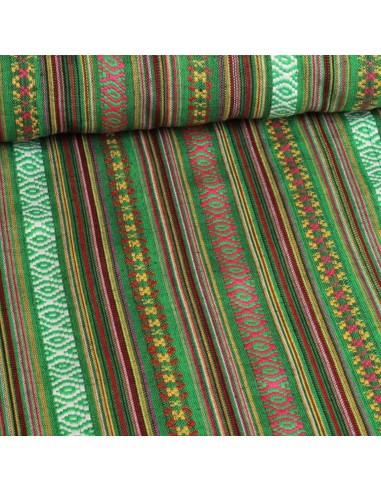 Tissu jacquard brocard mexicain vert - tissus habillement au mètre vente en ligne - vetement couturiere