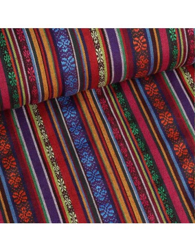 Tissu jacquard brocard mexicain rouge - tissus habillement au mètre vente en ligne - vetement couturiere