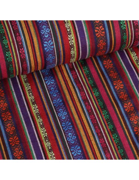 Tissu jacquard brocard mexicain rouge - tissus habillement au mètre vente en ligne - vetement couturiere