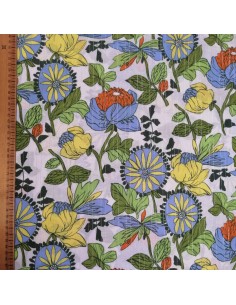 Tissu coton lurex argent grosse fleur rétro - Tissus Habillement au mètre - mercerie Biarritz 2