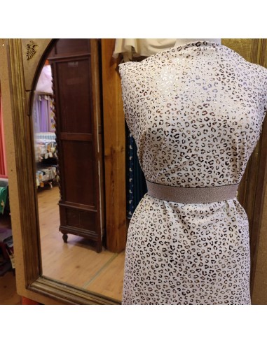 Zoom Tissu viscose lin imprimés léopard doré - robe top jupe accessoire - Tissus Habillement au mètre