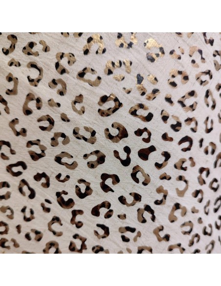 Tissu viscose lin imprimé léopard or - robe top jupe accessoires - Tissus Habillement au mètre