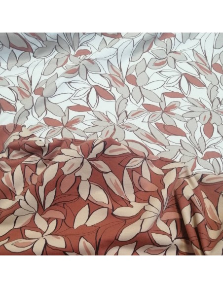 zoom Jersey terracotta sweat léger fleur écru Big Flower de POPPY - Tissu habillement au mètre vente en ligne