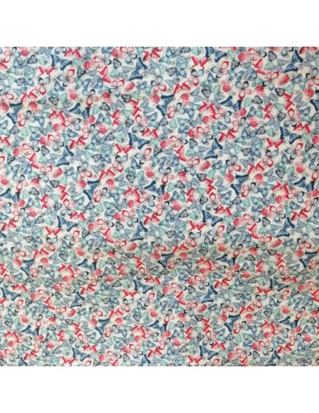 Tissu Coton organic blanc papillons coton bio - Tissus habillement au mètre vente en ligne - mercerie biarritz